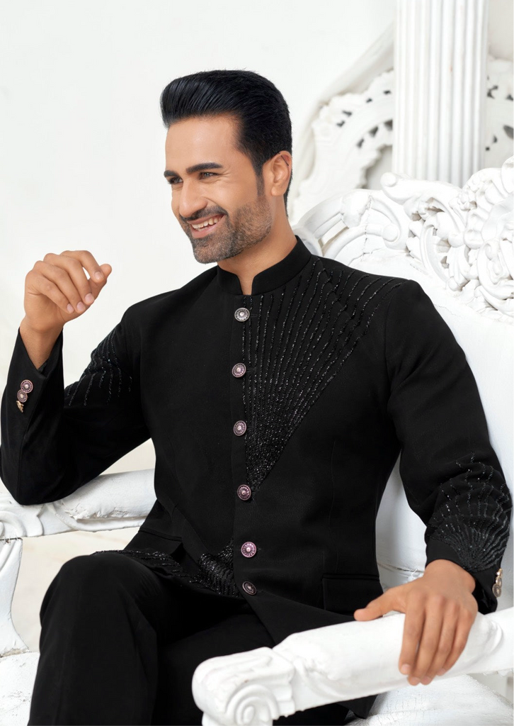 Classic Black Indo-Western Jodhpuri Suit – Men’s Designer Party & Wedding Wear